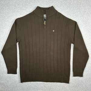SouthPole Sweater Mens XL Brown Ribbed 1/4 Zip Mock Neck Pullover Hip Hop Street